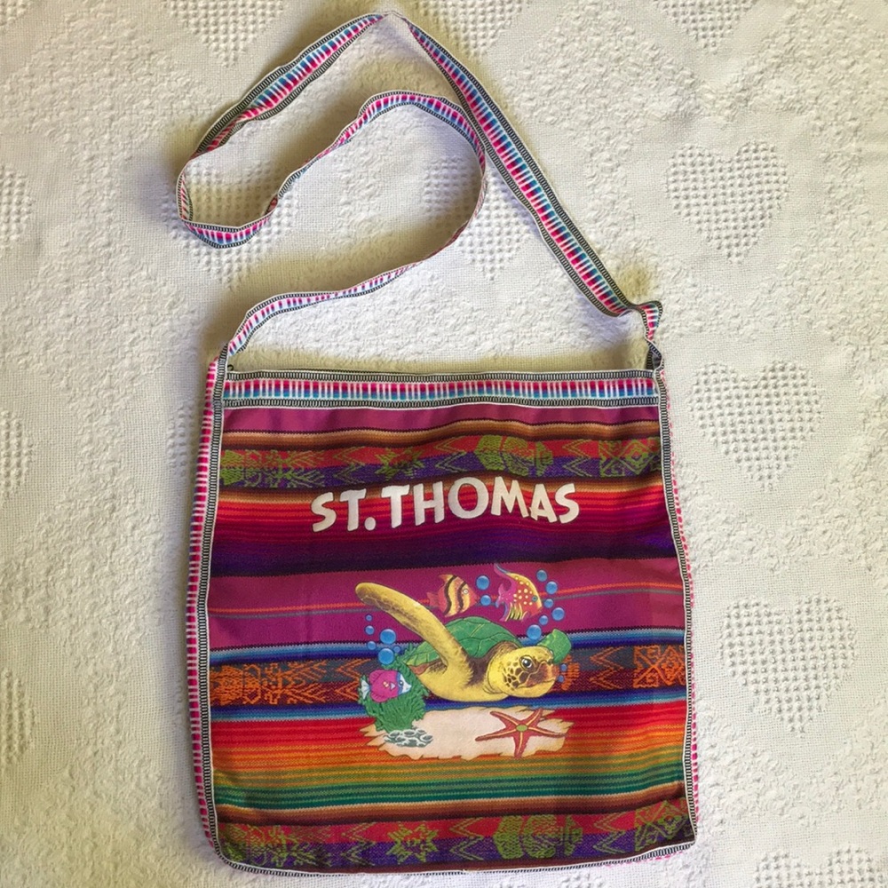 Hobo Cross-body bag from St. Thomas, colorful, beach worthy.